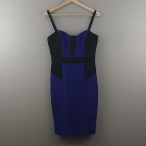 MILLY | purple & black color block sheath dress